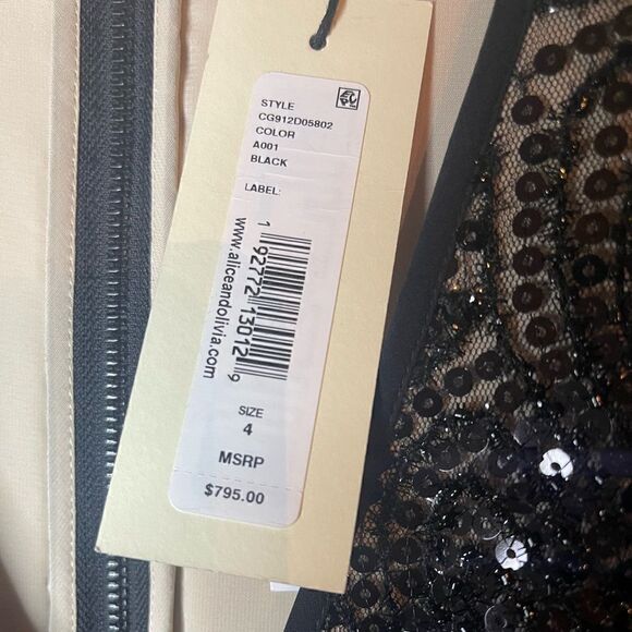 NWTs Alice + Olive Sofia Fully Beaded Jumpsuit w/ Plunging V Neck Size 4 - Picture 14 of 16